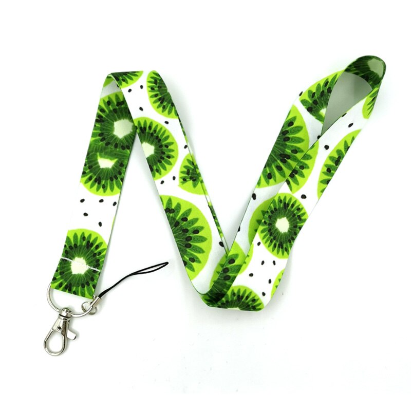 Frukt kiwi halsrem lanyard för nycklar nyckelring id-kort märkeshållare mobiltelefon remmar hänga rep webbing band nyckelsnöre