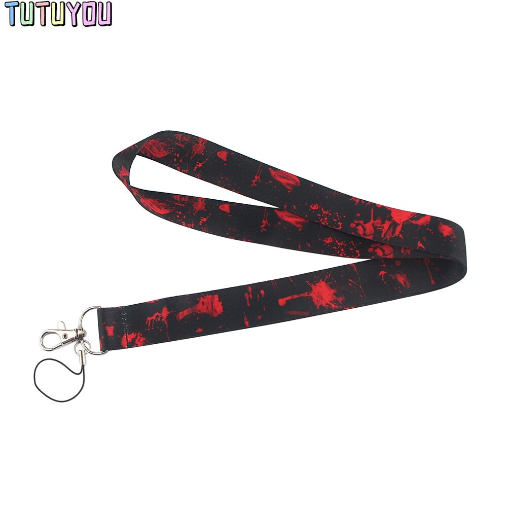 PC2704 Realistische unheimlich Blutflecken Lanyards Ich würde Abzeichen Halfter Ausweis bestehen praktisch Riemen Abzeichen Schlüssel Halfter Keychain