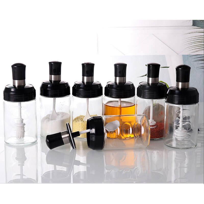 Transparente Küche Liefert Glas Gewürz Glas Für Salz Zucker Pfeffer Pulver Mit Löffel Kunststoff Gewürz Flasche Salz Lagerung Kasten