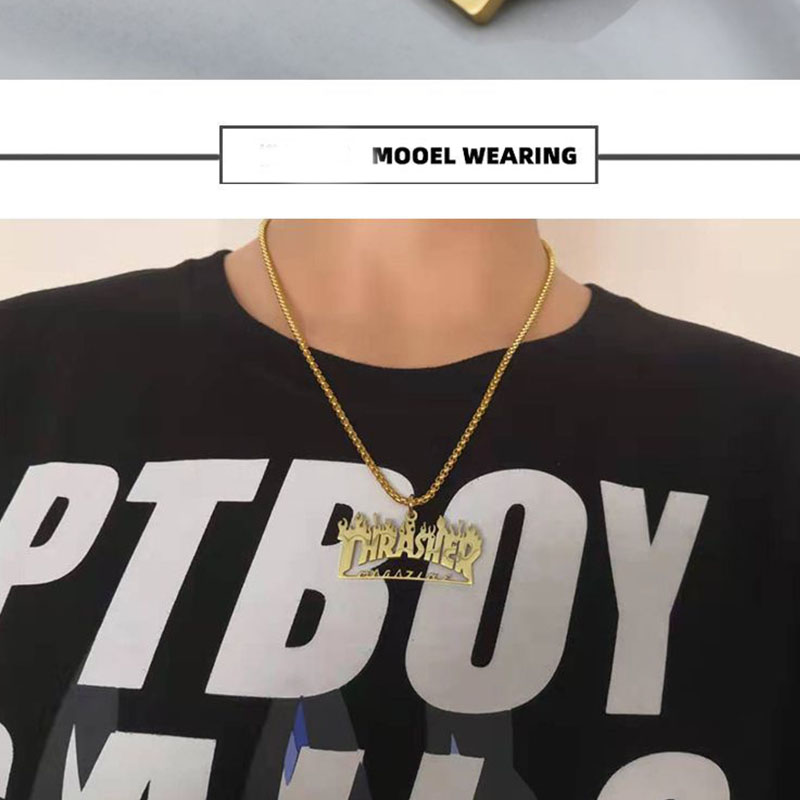 Vlam Engels Kettingen Mens Brief Hangers Rvs Voor Mannelijke Accessoires Hip Hop Grote Gouden Ketting