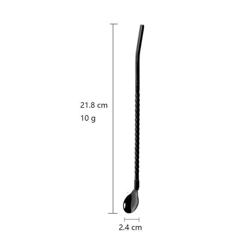 Canudos reutilizáveis coloridos para beber, 4 unidades, aço inoxidável, coquetel, colher, mexer, leite, café, ferramentas de agitação: 4Pcs Black