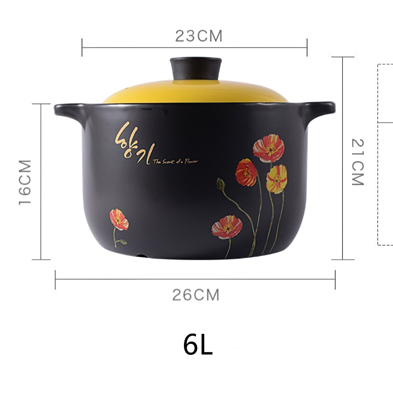 Korea Keramische Braadpan Soeppan Kleine Bloem Geel Deksel Stoofpot Steelpan Koken Gereedschap Huishoudelijke Keuken Levert Grote Kookpot: 1PCS 6L pot