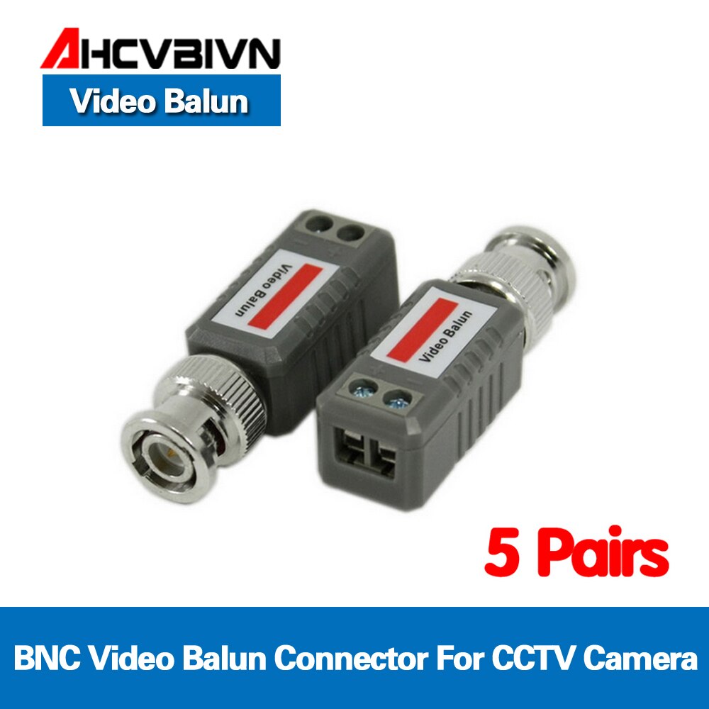 AHCVBIVN 10pcs CCTV Video Balun Passive Transceivers 2000ft Distance UTP Balun BNC Cable Cat5 CCTV UTP Video Balun