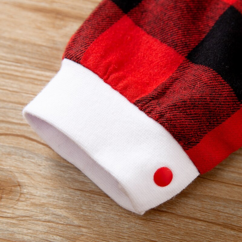 Patpat herfst en winter baby kerst geruite jumpsuit warme en schattige feest baby jongen en meisje kleding