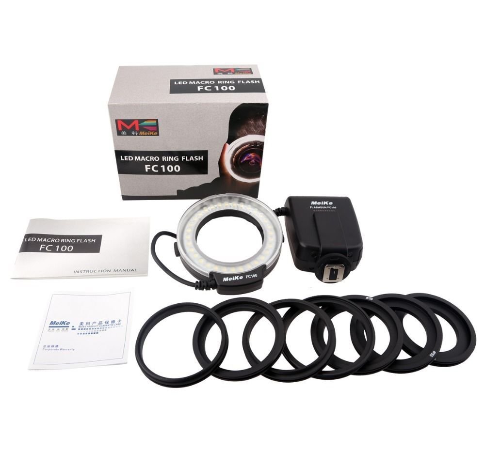 Meike FC-100 MK FC100 Macro Ring Flash Fotografie LED Speedlite Licht voor Canon Nikon Olympus Pentax DSLR Camera