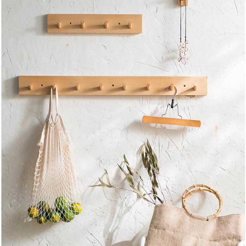 Solid Wood Brass Hook Clothes Hook Wall Entrance Wall Hanging After The Door Wall Mount Key Coat Hooks Walnut Wood