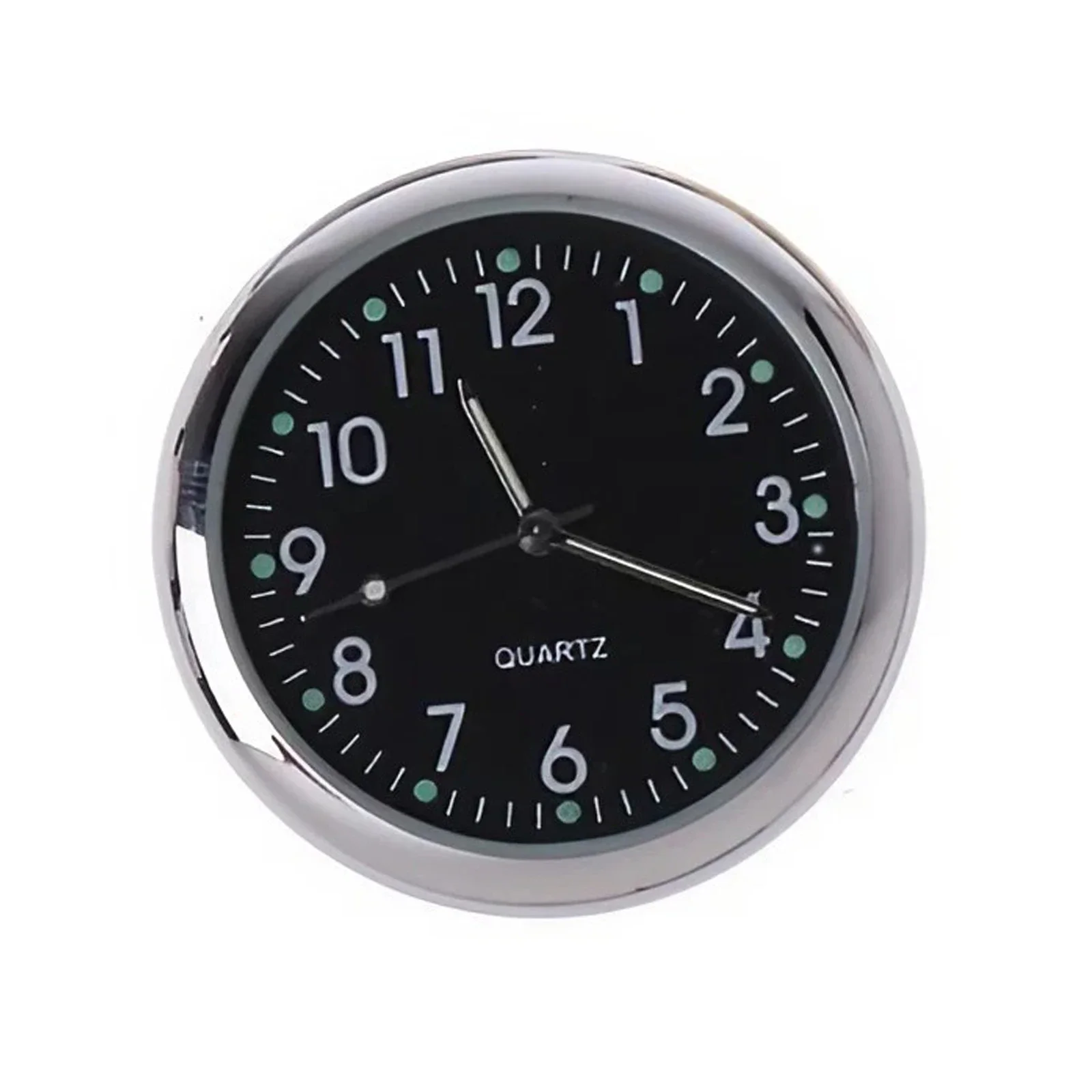 Horloge ronde universelle pour voiture, bâton sur tableau de bord LED, décoration pour SUV et accessoires d'intérieur de véhicule: Black