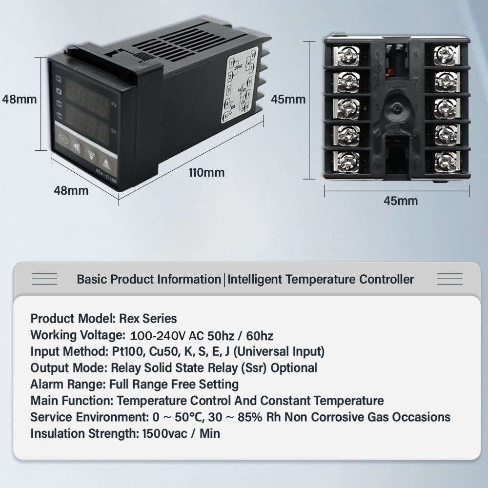 REX-C100 PID Intelligent Temperature Controller Universal REX-C100 Thermostat SSR Relay output Universal K PT100 J Type Input