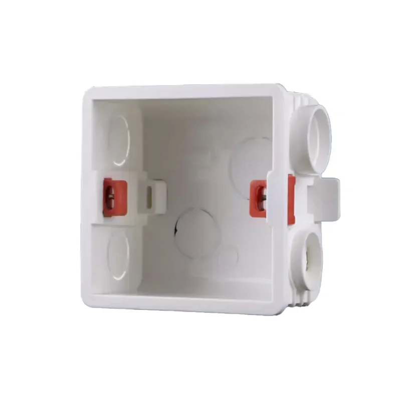 Type 86 Wall Mounting Switch Box Electrical Outlet PVC Bottom Universal Socket with Recessed & Wire Slots-White Blue Red