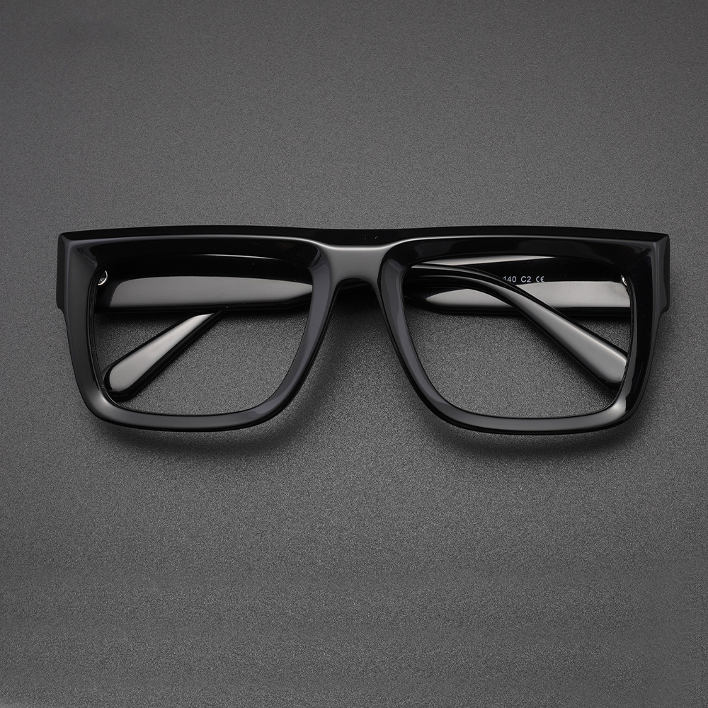 Retro Dicke Rechteck Sonnenbrille für Männer Acetat Brillen Rahmen Coole Sonnenbrille Nicht verschreibungspflichtige Klare Linse Spektakel