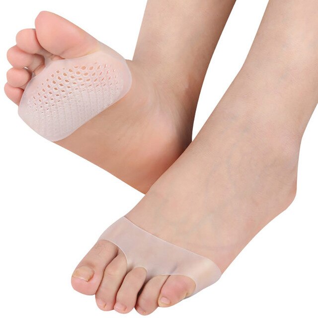 Wysokiej podpiętka żel silikonowy przedniej części stopy klocki oddychające miękkie pielęgnacja stóp protector elastyczna: Hvid