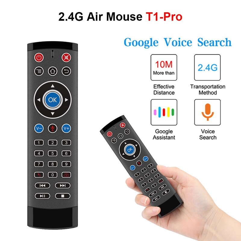 T1-Pro Voice Afstandsbediening 2.4Ghz Draadloze Air Mouse Gyro Voor Android Tv Box/Google Tv