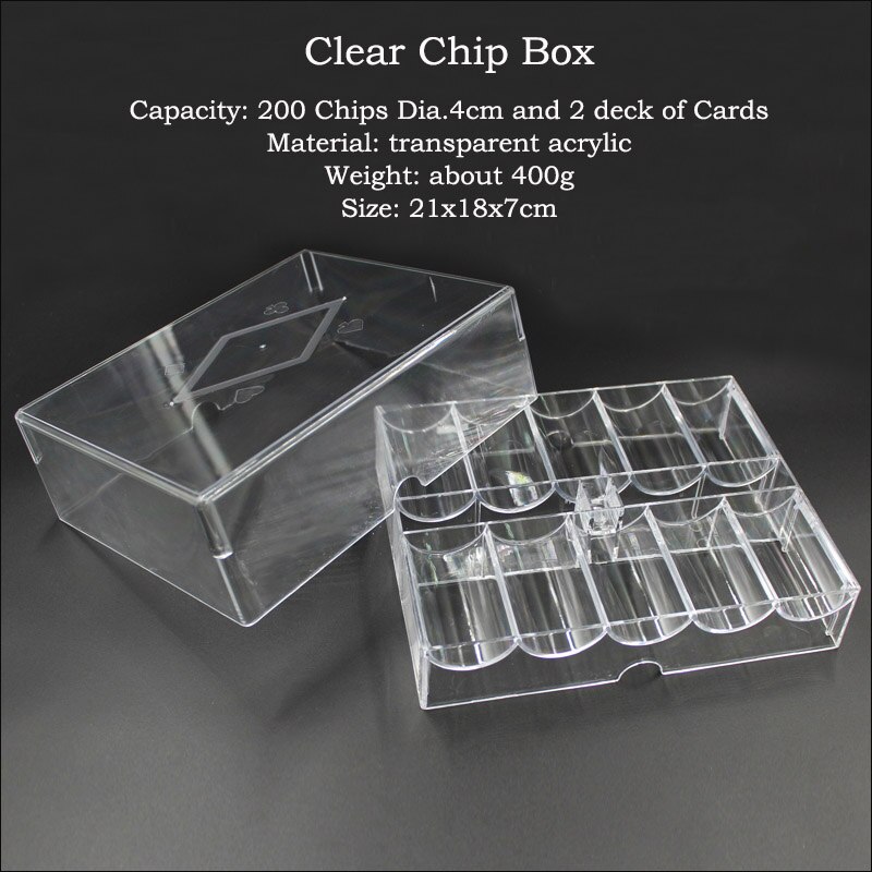 1pc Poker Chip Box Capacity 200pc for Dia.4cm Clear Holder with Lid