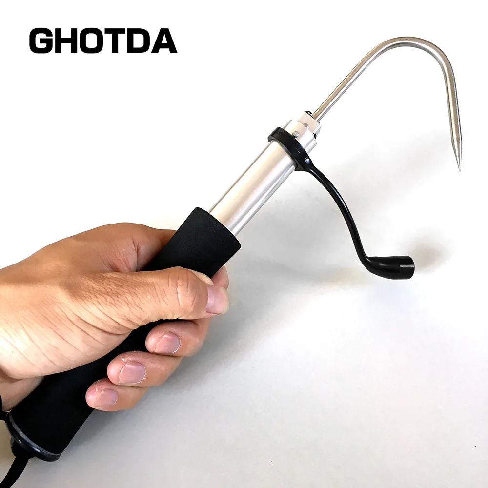 Ghotda-gancho para lança, gancho telescópico de aço inoxidável, 60cm e 70cm, anzol de liga de alumínio