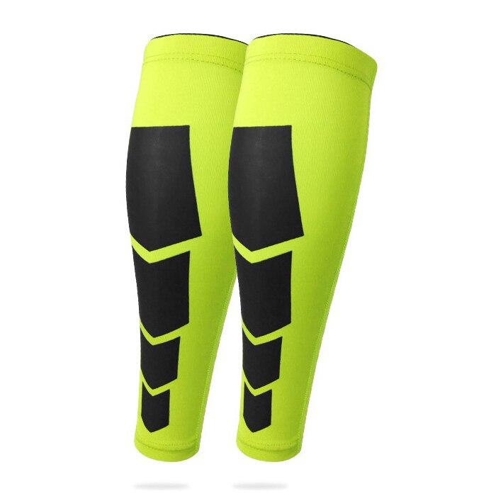 2 Pcs Voetbal Basketbal Hardlopen Beenwarmers Fietsen Kalf Greaves Scheenbeschermers Shin Supporter Kyqrtz Outdoor Sport Compressie Been: green / XL