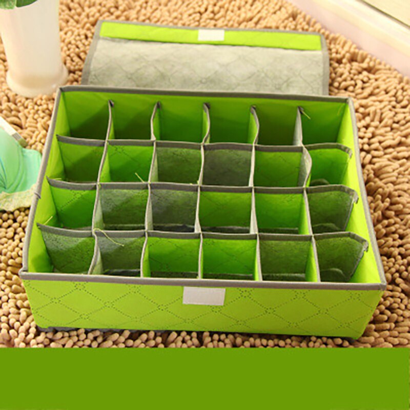 Organizer na skarpetki z wieloma kratkami, pudełko robić przechowywania bielizny, szuflady na biustonosze, przegrody, organizery robić szafy z włókniny, strąk ubrania: 24 siatki zielone