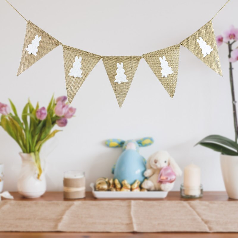 Multiple Styles Happy Easter Decor Banner Cute Easter Bunny Egg Paper Garland For Home Hanging Bunting Easter Day Party Supplies