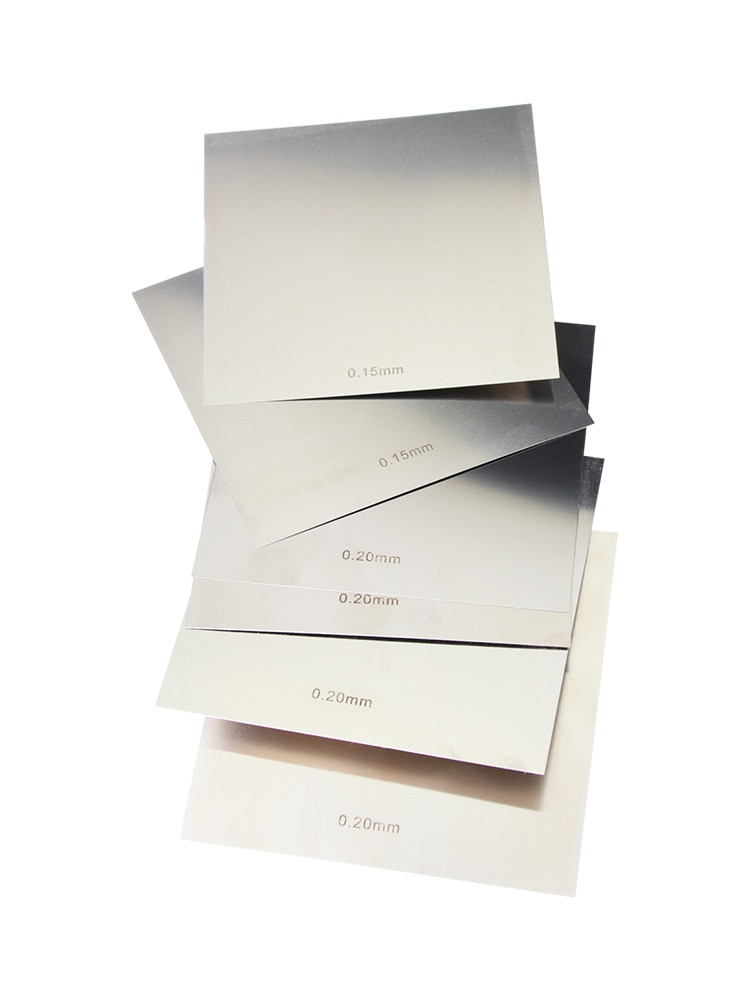 1Pc 304 Rvs Vierkante Plaat Gepolijst Plaat Vel Dikke Dunne Dikte 0.01Mm/0.02/0.03/0.04/0.05/0.08X100Mm X 100Mm