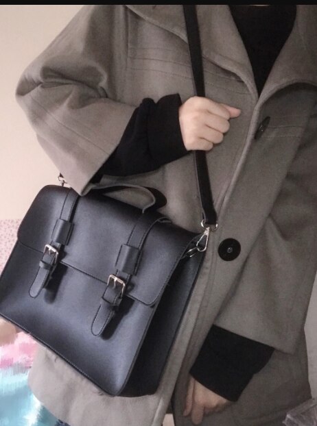 Sac à bandoulière vintage simple noir pour femmes, grand sac tendance pour filles 2565dd