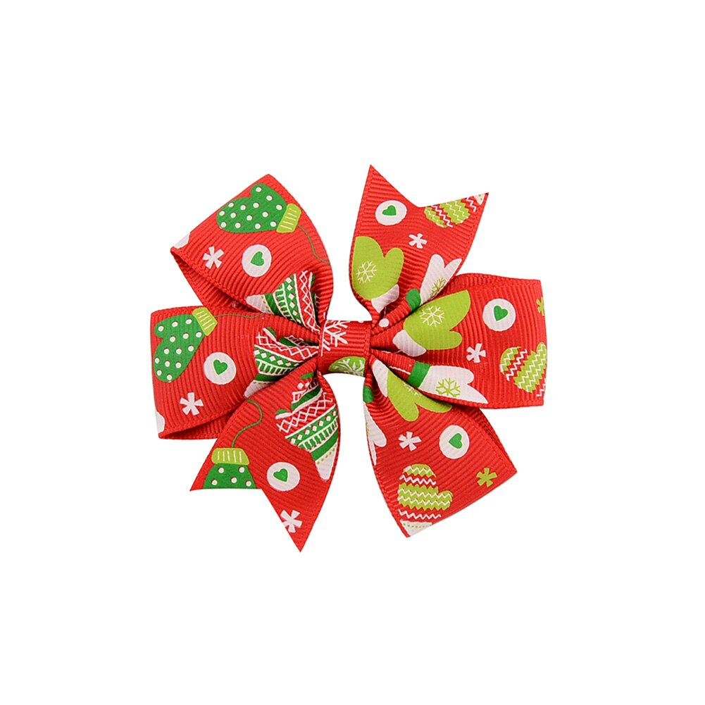 Kerst babymeisje strik haarspeld alligatorklemmen meisjes lint kinderhoofddeksels 6 haaraccessoires: Rood 1