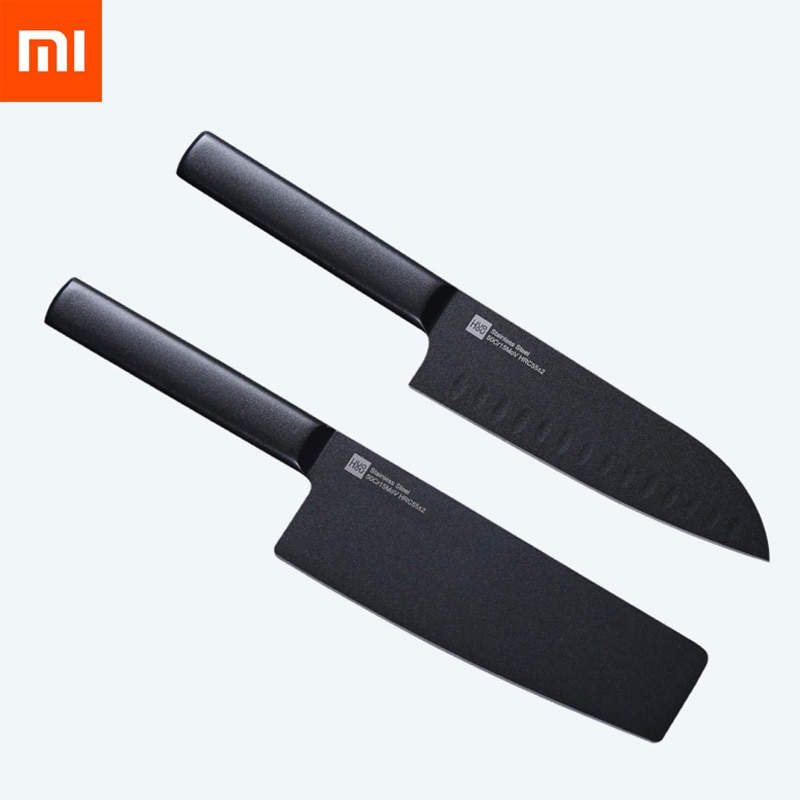 Original 2 pièces Xiaomi Huohou couteau de cuisine en acier inoxydable couteaux ensemble de cuisine 7 pouces matériel 50Cr15MoV HRC 55 pour la famille intelligente