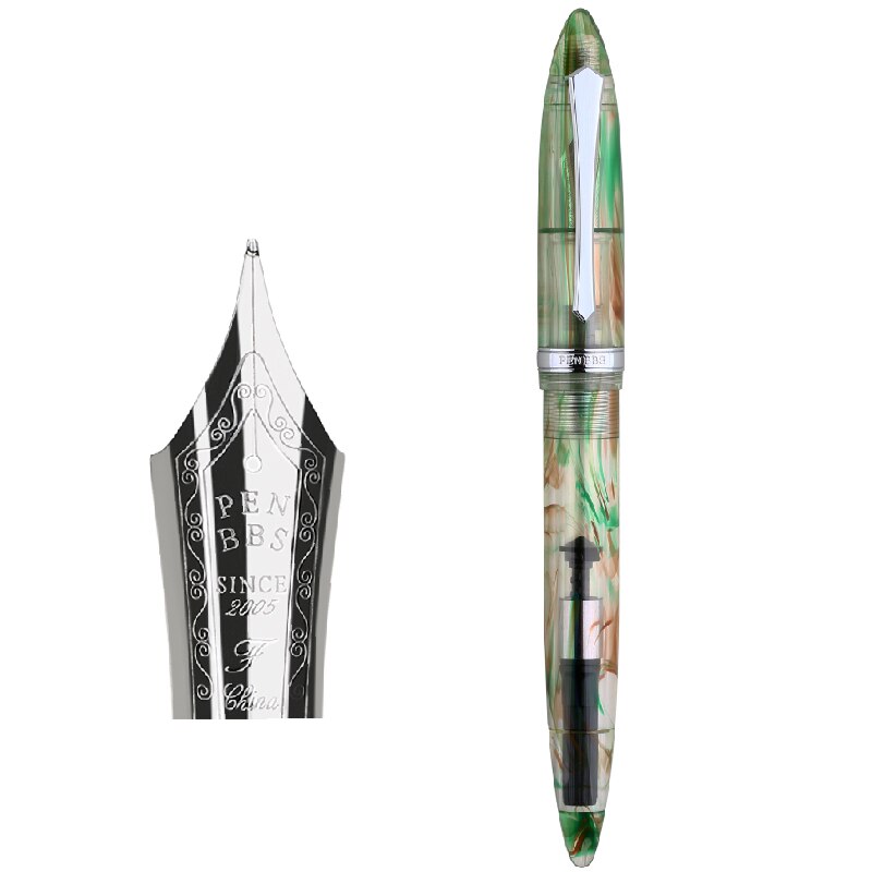 PENBBS 480 Acrylic Fountain Pen Iridium Fine Nib 0.5mm Silver Clip with Box Beautiful Writing Ink Pen for Office Business: Aurora
