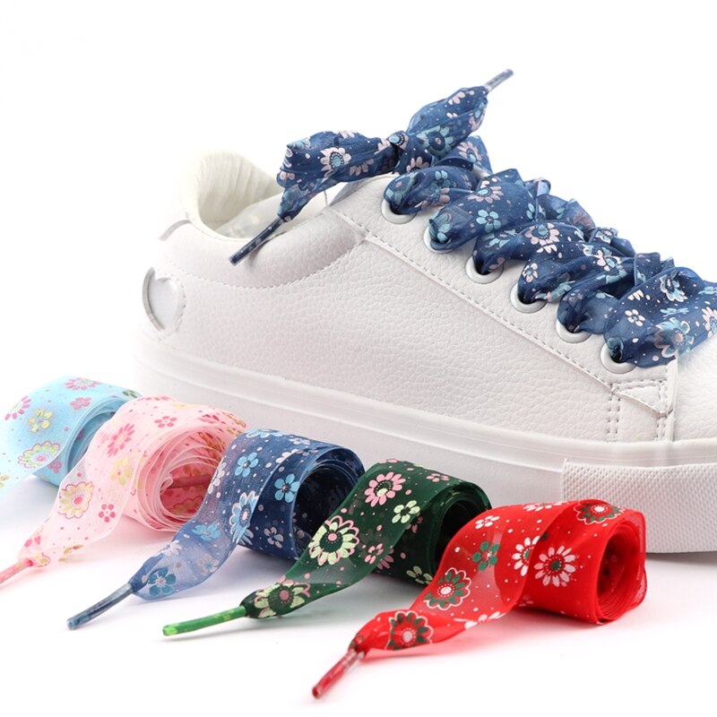 11 couleurs impression lacets neige fil dentelle chaussures lacets 2.5CM largeur ultra-mince transparent sport lacet femmes cordes