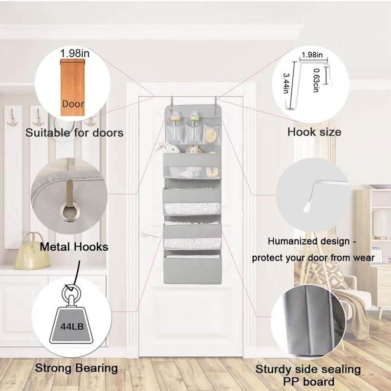 Over Door Hanging Organizer Storage - Pockets Closet Bathroom Baby Nursery Organizer Perspective Window Wall Mount