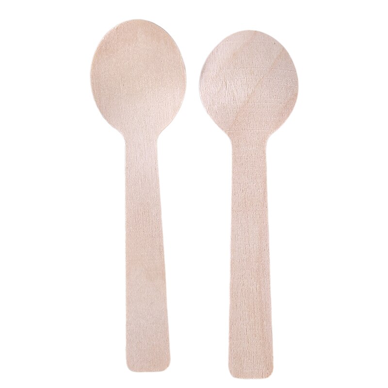 100 pçs de madeira descartável colher mini sorvete colher madeira ocidental sobremesa colher festa casamento utensílios de mesa cozinha segura nova
