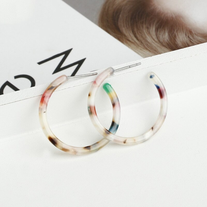 Vintage Eenvoudige Acryl Acetaat Oorbellen Geometrische Ronde Hoop Oorbellen Voor Vrouwen Sieraden