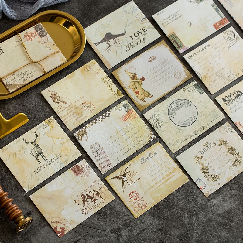Conjunto de 60 unidades, Vintage pequeño Mini Kraft Cangsheng Tinge, sobres de papel para ventana, sobre de invitación de boda, sobre de , sobre antiguo