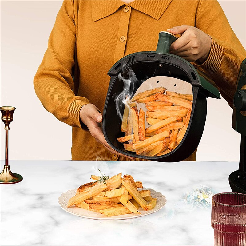 100 stk airfryer liners 6.5/7/7.5/8.5/9 tommer firkantet rund airfryer papir engangs bagepapir køkken non-stick dampmåtte
