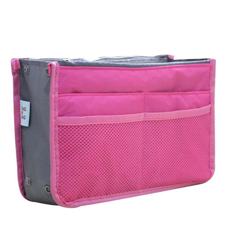 Makeup Bags Large Capacity Nylon Cosmetic Storage Bag Travel Insert Organizer Handbag Purse Makeup Bag For Women Female: Rosy