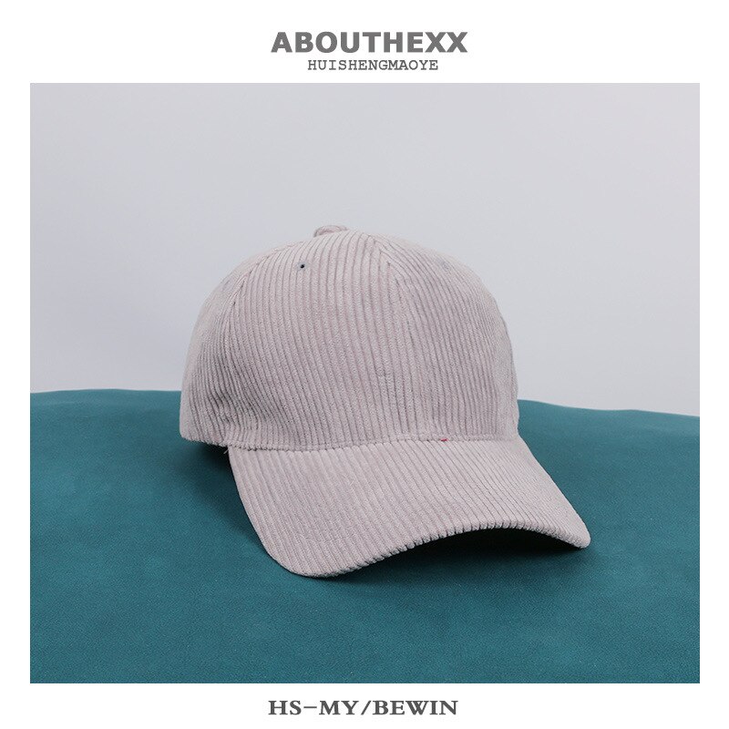Damen-baseballkappe aus cord für herbst/winter, koreanische version der wild caps lovers, lässiger outdoor-hut mit gebogener krempe, #39: Grau