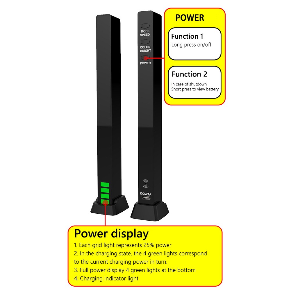 USB/Rechargeable Battery APP Control RGB Colorful Tube 32 LED Voice-Activated Pickup Rhythm Strip Light Music Ambient Lamp Bar