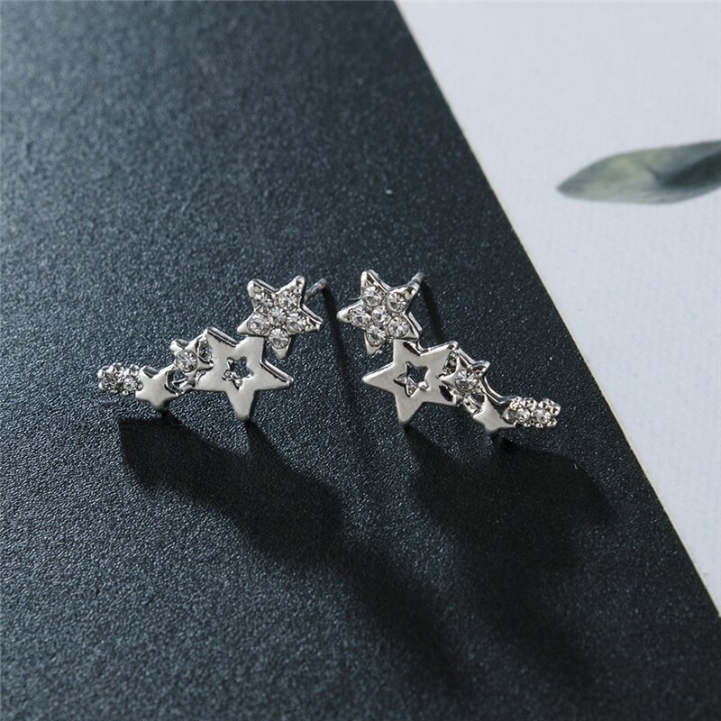 Pendientes con forma de estrella para niñas, aretes de circonita de Color dorado y plateado, exquisitos, joyería de verano