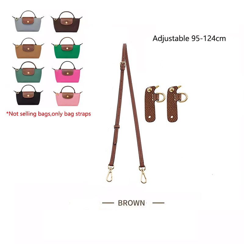 Zapasowy pasek na ramię ze skóry bydlęcej do małego paska crossbody Longchamp bez modyfikacji dziurkowania: Dark Brown