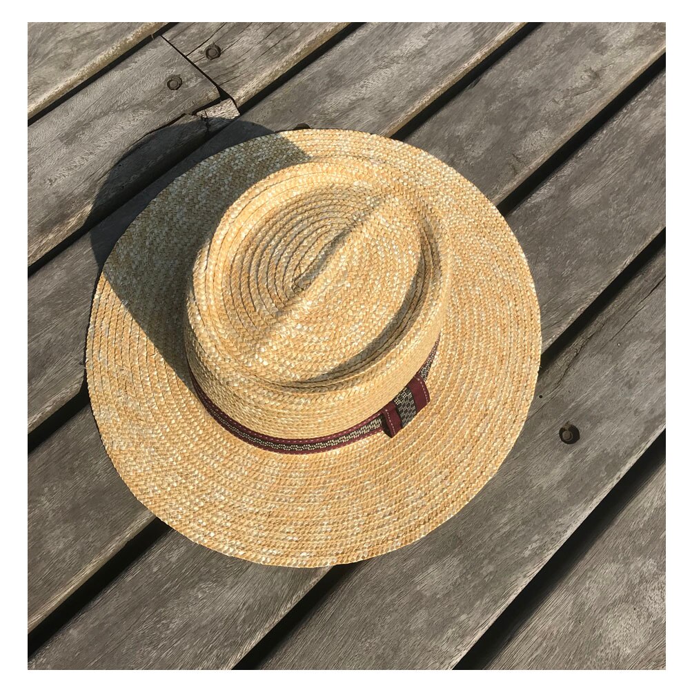 Zomer 100% Tarwe Stro Vrouwen Mannen Pork Pie Hoed Zonnehoed Strand Hoed Dame Brede Rand Schipper Panama Beach Zonnehoed jazz Hoed