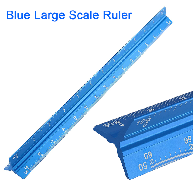 Architectural Scale Ruler Plastic Triangular Scale Ruler 30cm Aluminium Metal Triangle Scale Architect Engineer Technical Ruler: Blue Style 1