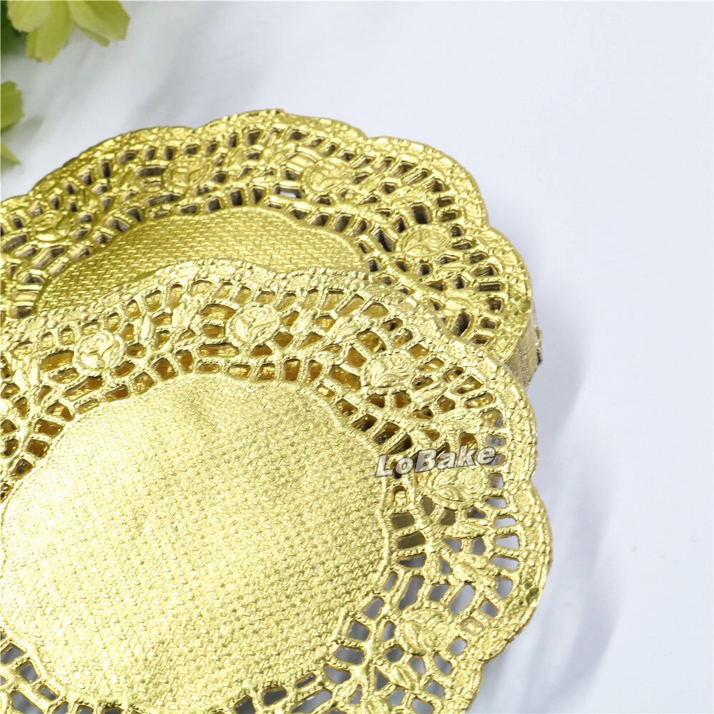 Napperon rond en dentelle de papier doré, haute thermostabilité, accessoires de table de cuisine, 100 pouces, 4.5