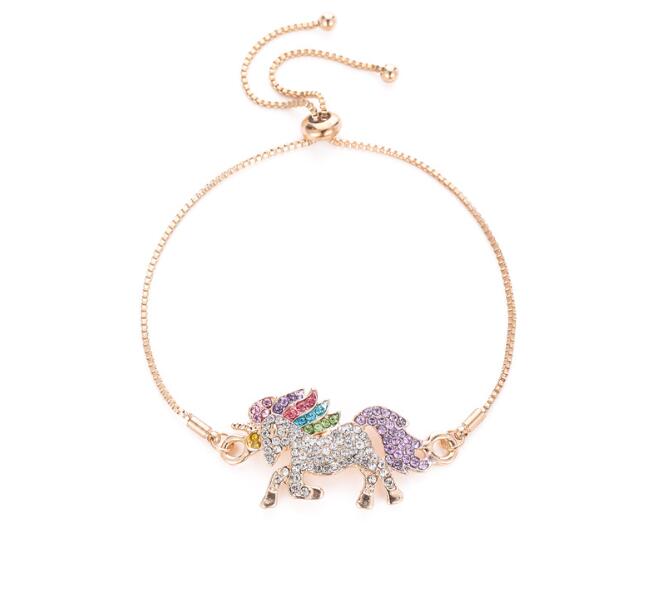 Nette Einhorn Halskette Karikatur Pferd Schmuck Zubehör Für Mädchen freundlicher freundlicher Frauen Party Ebene Anhänger Armbinde einstellen: Rhodium überzogen