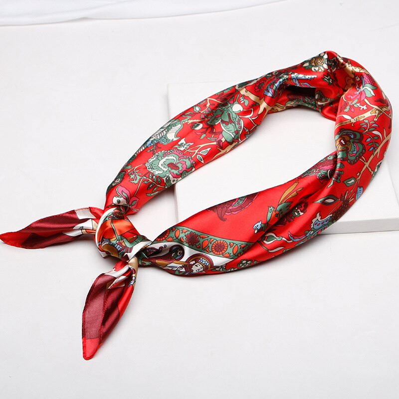 90 x 90 bloemen satijnen multifunctionele dames zijden keper sjaal satijnen vierkante strik haarband dames foulard femme handdoek bufanda sjaal