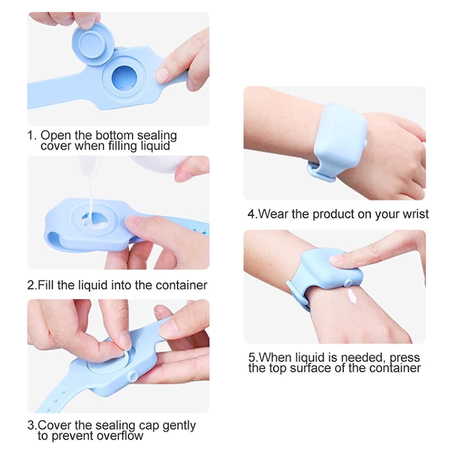Genanvendelig silikone flydende bærbar beholder håndvask armbånd dispenser håndsprit armbånd håndsprit armbånd