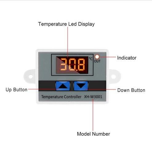 12/24/220v digitalt ledet temperaturreguleringsmodul xh -w3001 mini-termostatafbryder med vandtæt sensorprobe programmerbar: 220v