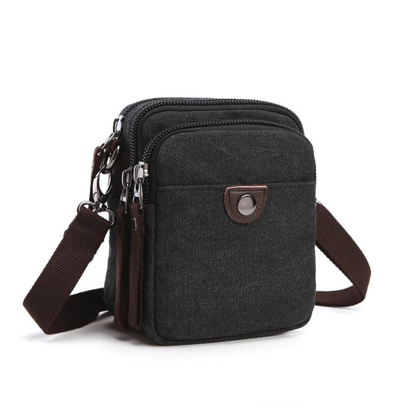 Boshikang Casual mannen Business Dagelijkse Tas Mini Crossbody Tas Canvas Kleine Mannen Enkele Schouder Messenger Bags: black
