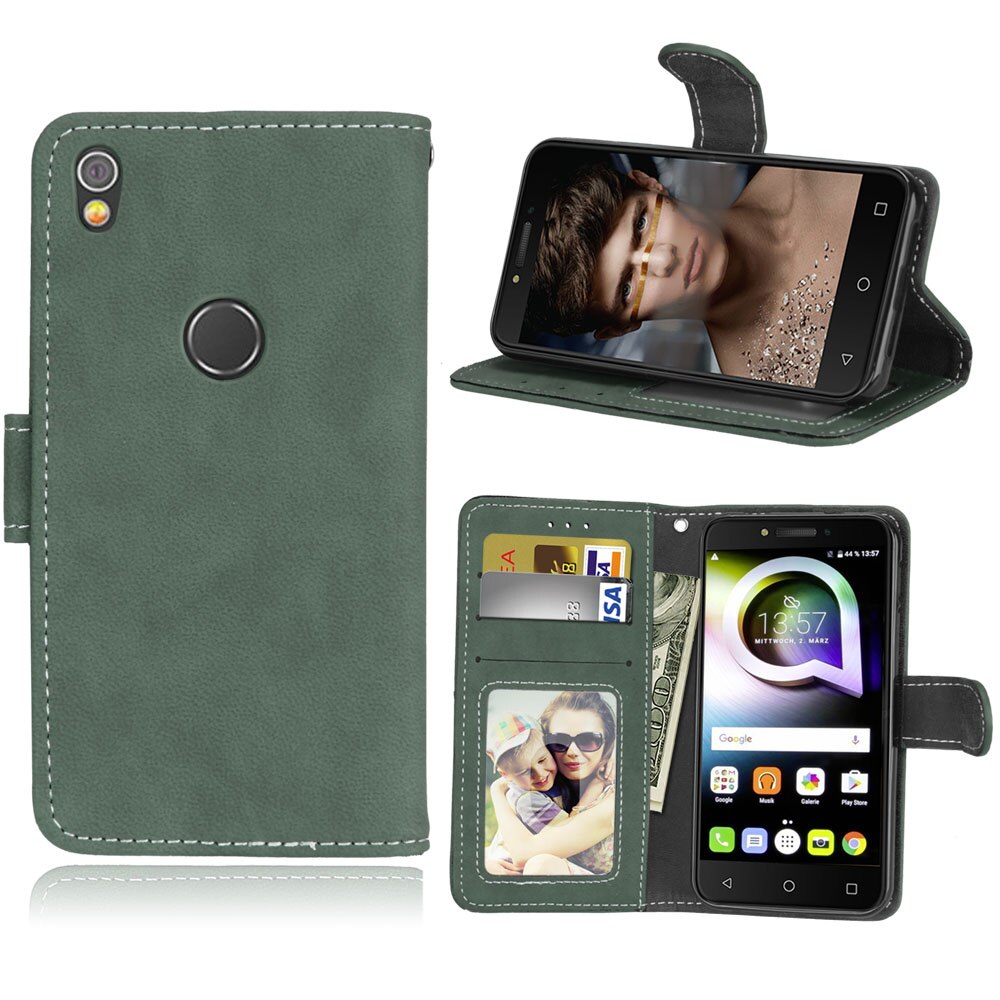 Wallet Case Voor Alcatel Shine Lite 5080X Flip Telefoon Lederen Cover Voor Alcatel Shine Lite One Touch Shine Lite 5080 5080X Shell: Green