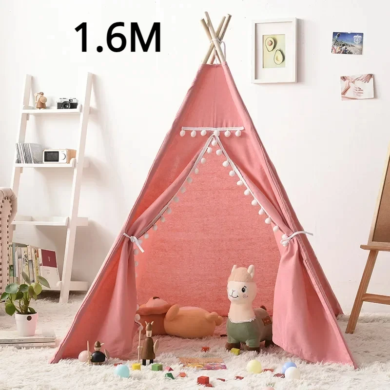Tienda de campaña de 1,6 metros para chico, casa de juegos Wigwam para niños, tiendas Tipi portátiles para niños, tienda tipi Infantil para chico, sala de juegos para niñas: Rosa