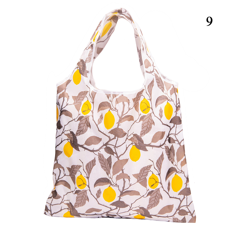 Printing Foldable Eco-Friendly Shopping Bag Tote Folding Pouch Handbags Convenient Large-capacity For Travel Grocery Bag: Brown