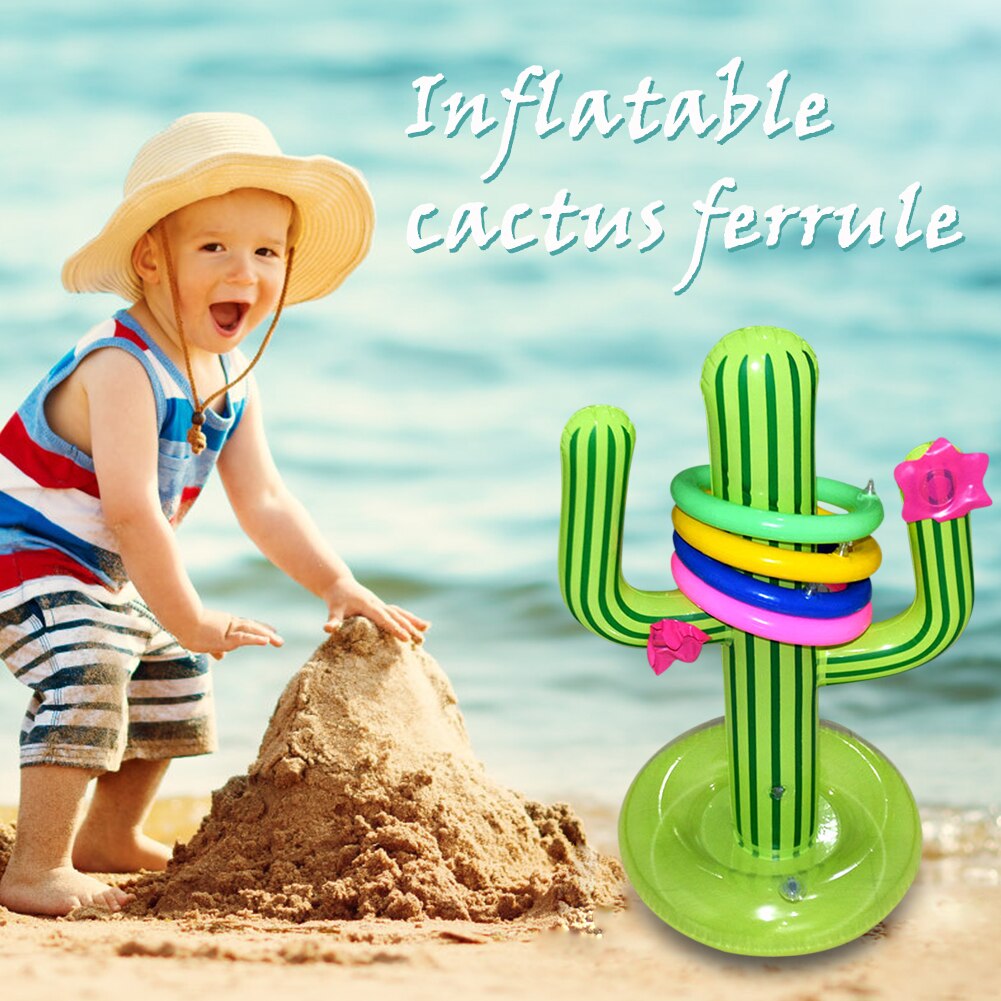 Inflatable Cactus Ring Toss Game Set Target Toss Ferrules Floating Swimming Ring Outdoor Children Intelligence Classic Game