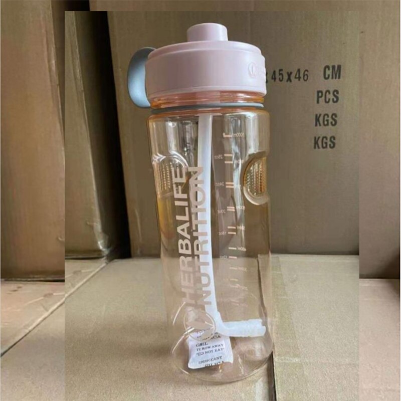 JOUDOO-bouteille de nutrition à l'herbalife 1000ml, pour shaker, pour lait, bouteille en paille, pour sport, gourde spatiale,: 1000ml pink